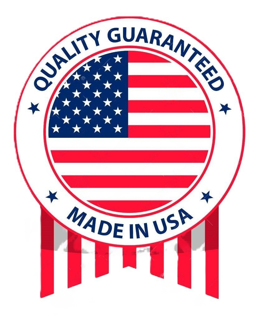 Made in USA badge with an American flag design, signifying high-quality, domestically manufactured products, including dietary supplements and health-related goods