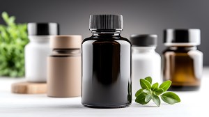 A collection of supplement bottles and various capsules displayed on a dark surface, representing the diverse product range and branding opportunities in the supplement business.