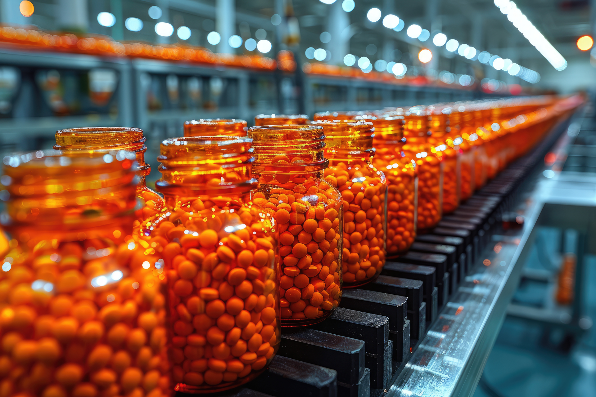Manufacturing Supplements and Vitamins in a factory