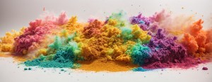 Colorful explosion of vibrant powder blends symbolizing formulation versatility by Custom Powders Manufacturers. Ideal representation for a Low MOQ Custom Powder Manufacturer specializing in customized health, fitness, or wellness supplements.