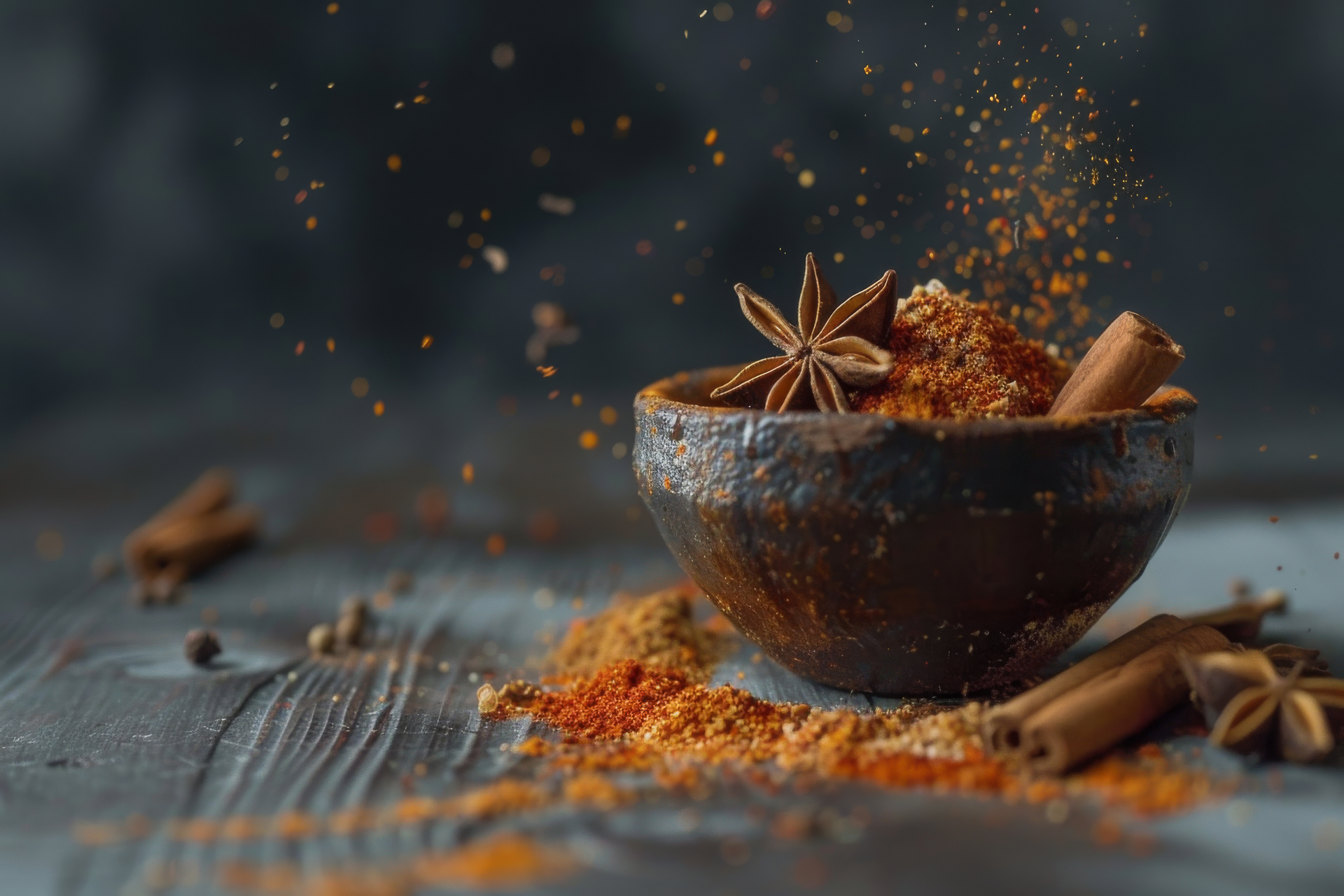 A rustic bowl filled with vibrant dried spices including star anise and cinnamon, symbolizing high-quality raw material suppliers for supplement manufacturers and trusted supplement ingredient suppliers.